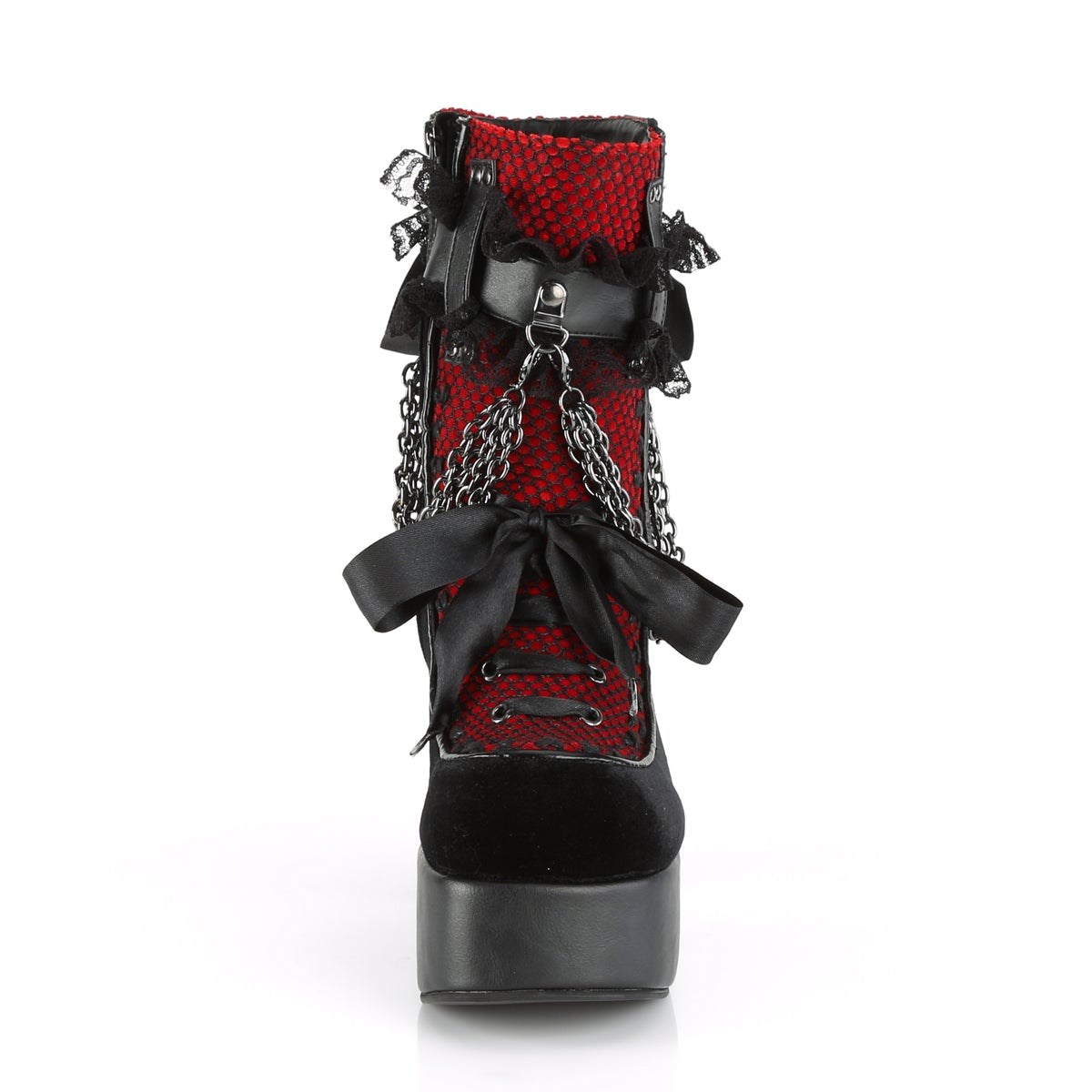 Black / Red Demonia Charade-110 Vegan Leather Women's Ankle Boots | 95RTMS