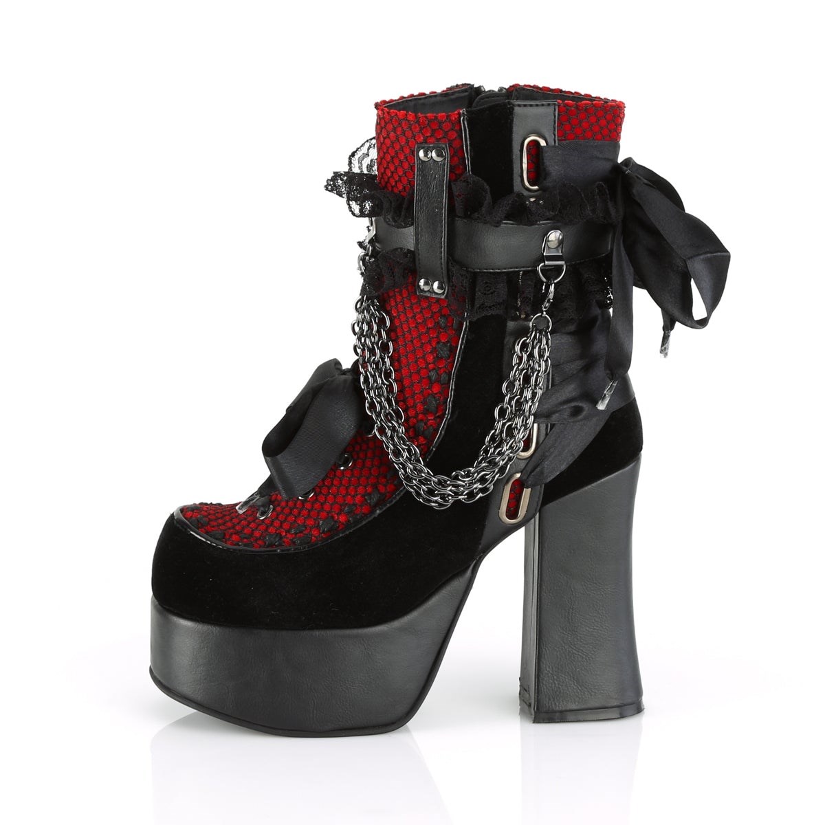 Black / Red Demonia Charade-110 Vegan Leather Women's Ankle Boots | 95RTMS