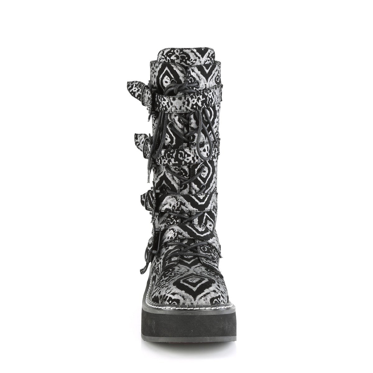 Black / Silver Demonia Emily-322 Faux Nubuck Leather Women's Knee-high Boots | 29FWGQ