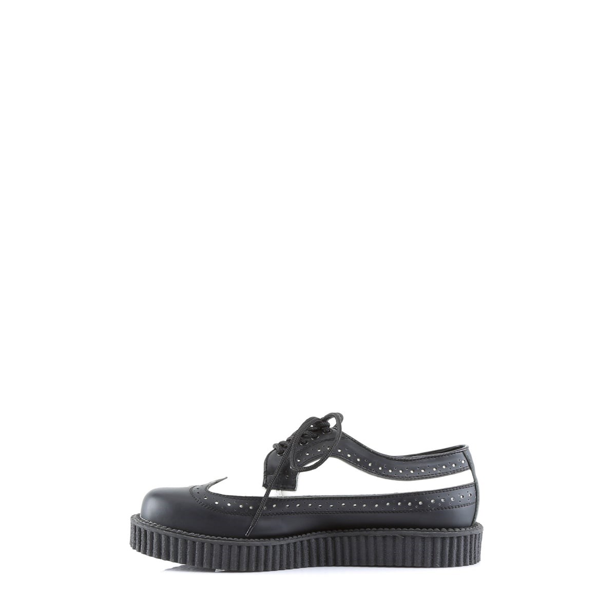 Black / White Demonia Creeper-608 Leather Men's Creepers Shoes | 95RDTG