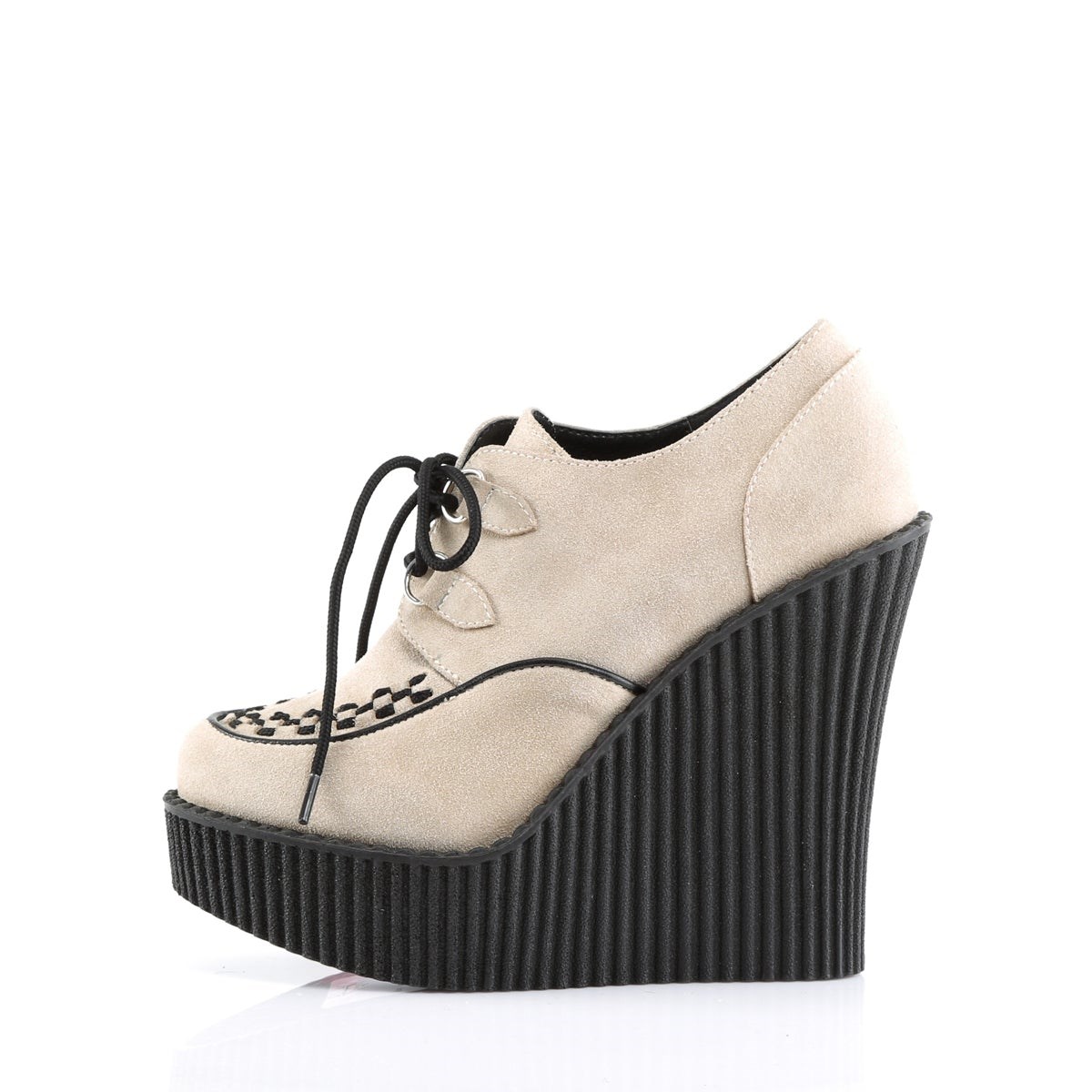 Cream Demonia Creeper-302 Vegan Suede Women's Creepers Shoes | 31OZYU