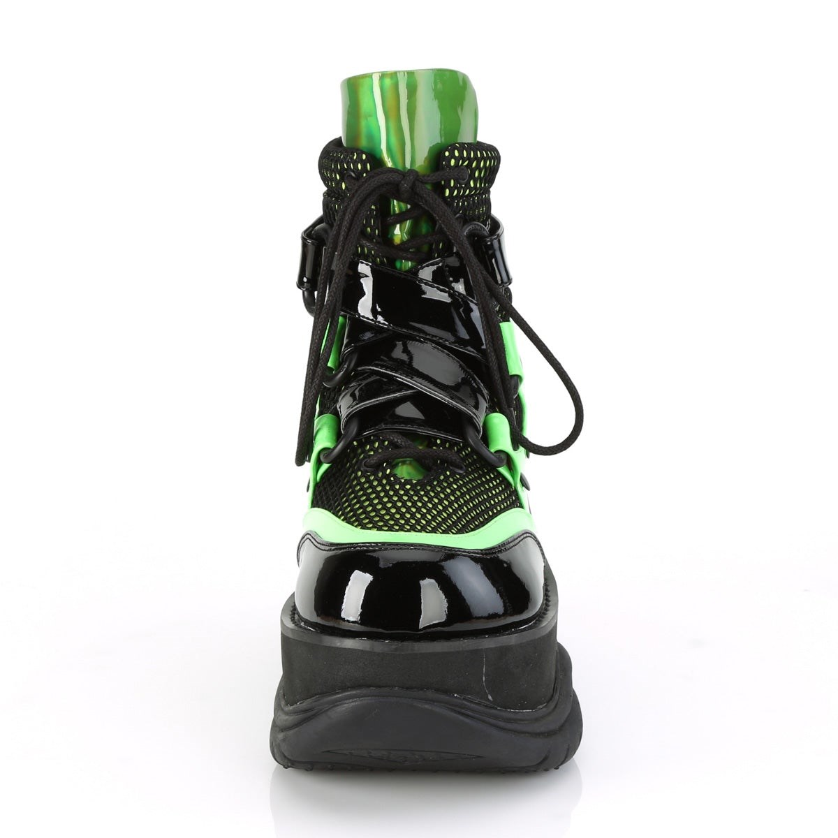 Green / Black Demonia Neptune-126 Patent Men's Ankle Boots | 46FPVB