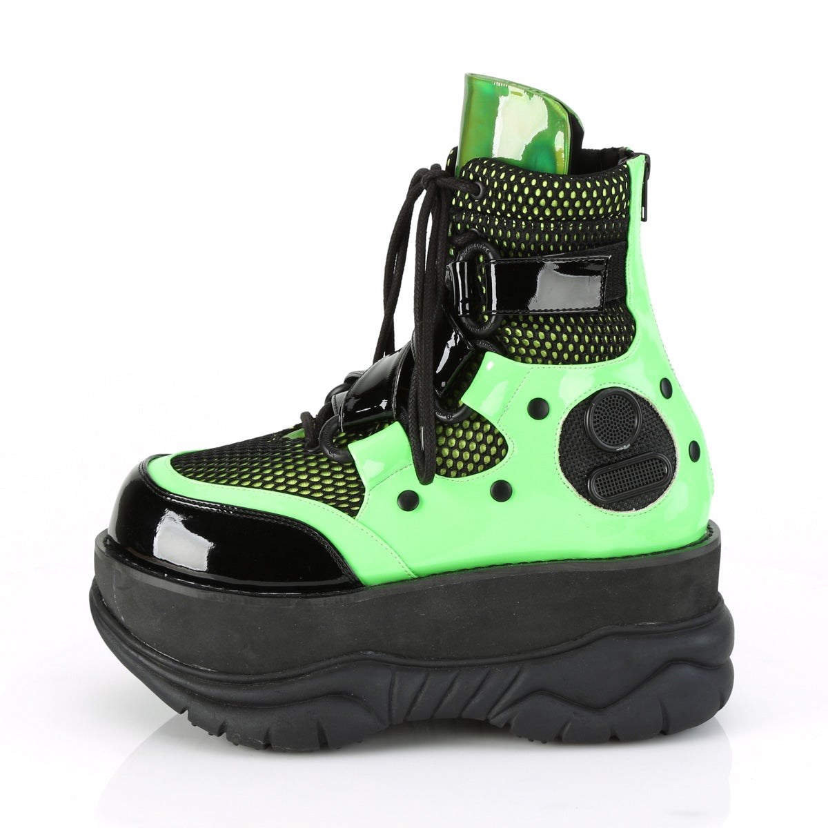 Green / Black Demonia Neptune-126 Patent Men's Ankle Boots | 46FPVB