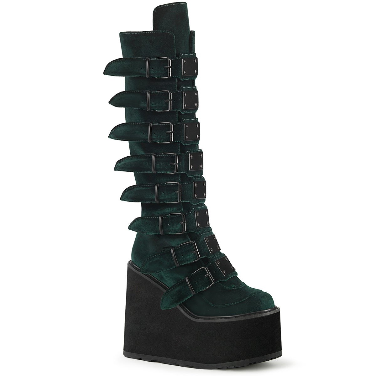 Green Demonia Swing-815 Emerald Velvet Women\'s Knee-high Boots | 80HDIX