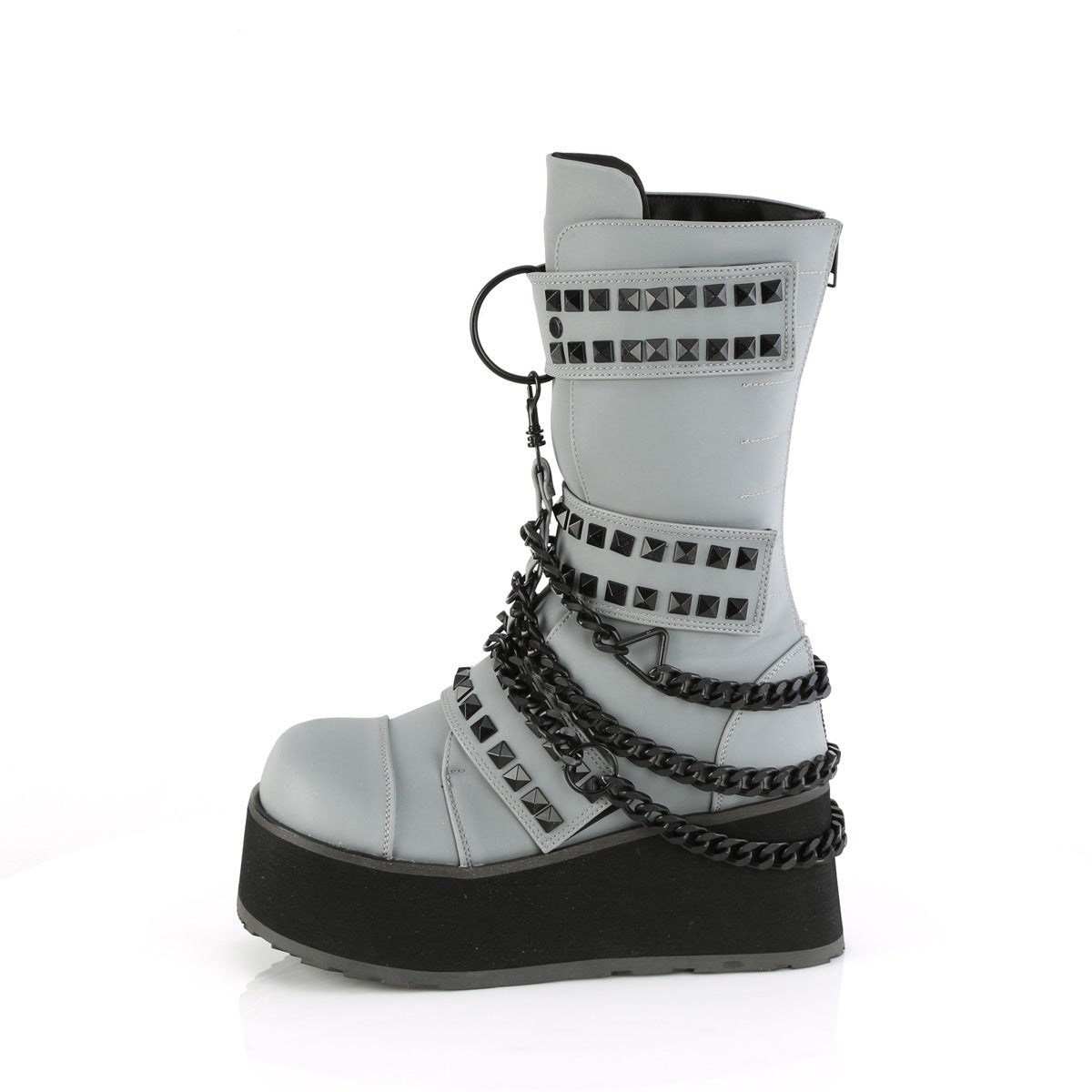 Grey Demonia Trashville-138 Reflective Vegan Leather Men's Ankle Boots | 14FMQB