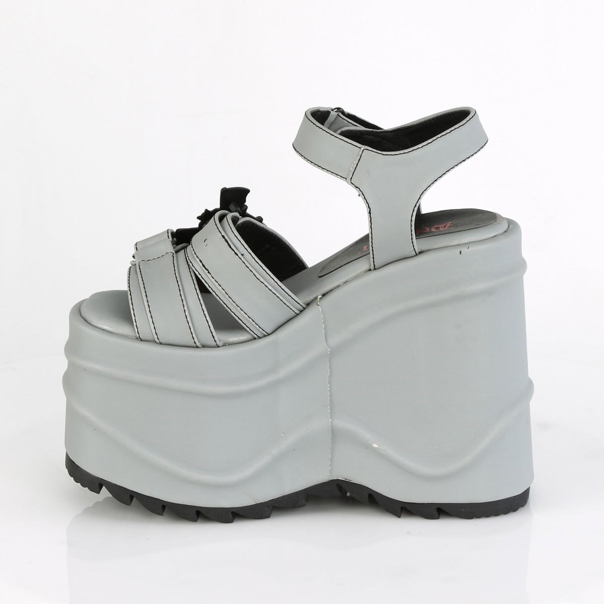 Grey Demonia Wave-13 Reflective Vegan Leather Women's Sandals | 06WOTX