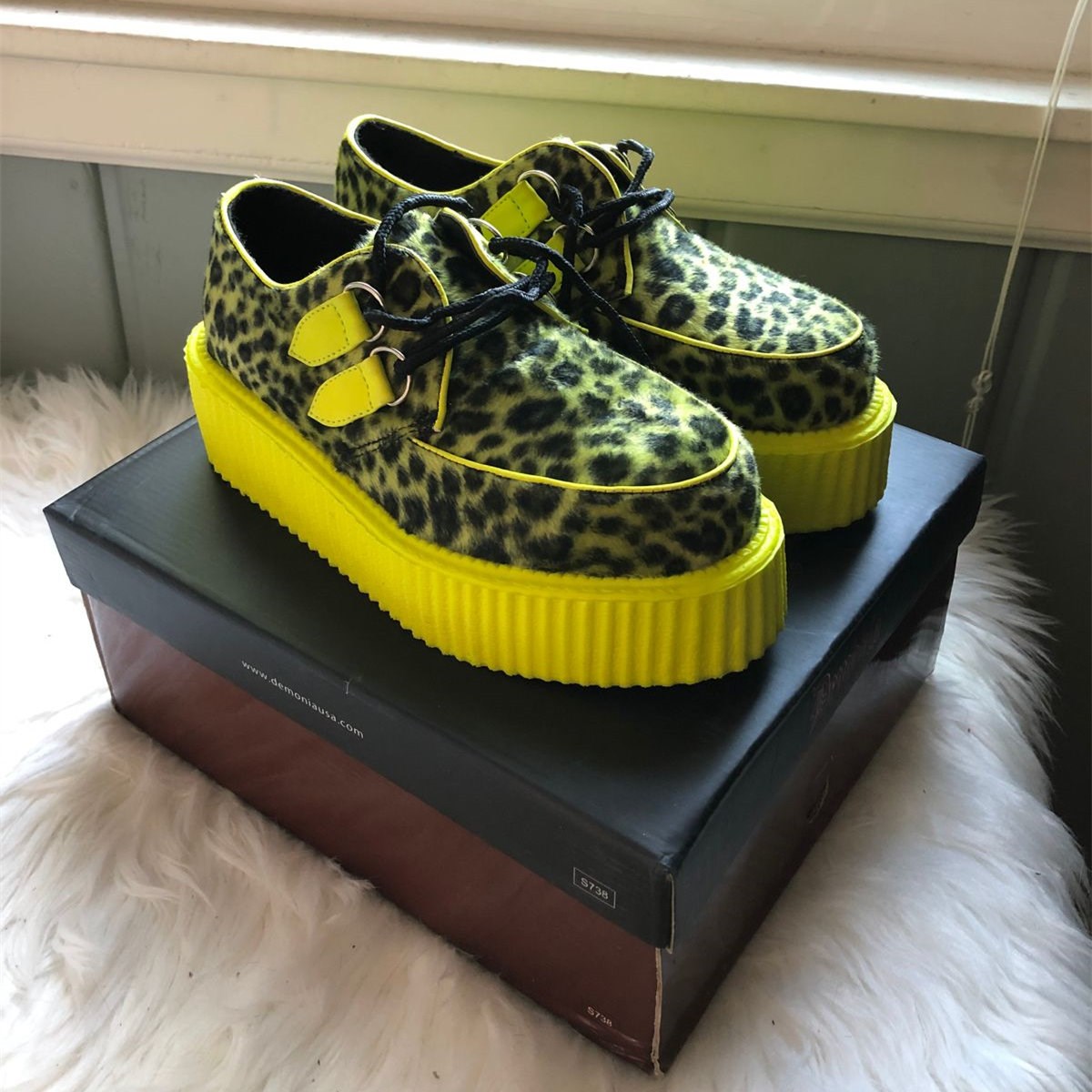 Lemon Demonia V-CREEPER-507UV Cheetah Fur-UV Men's Creepers Shoes | 26IJDU