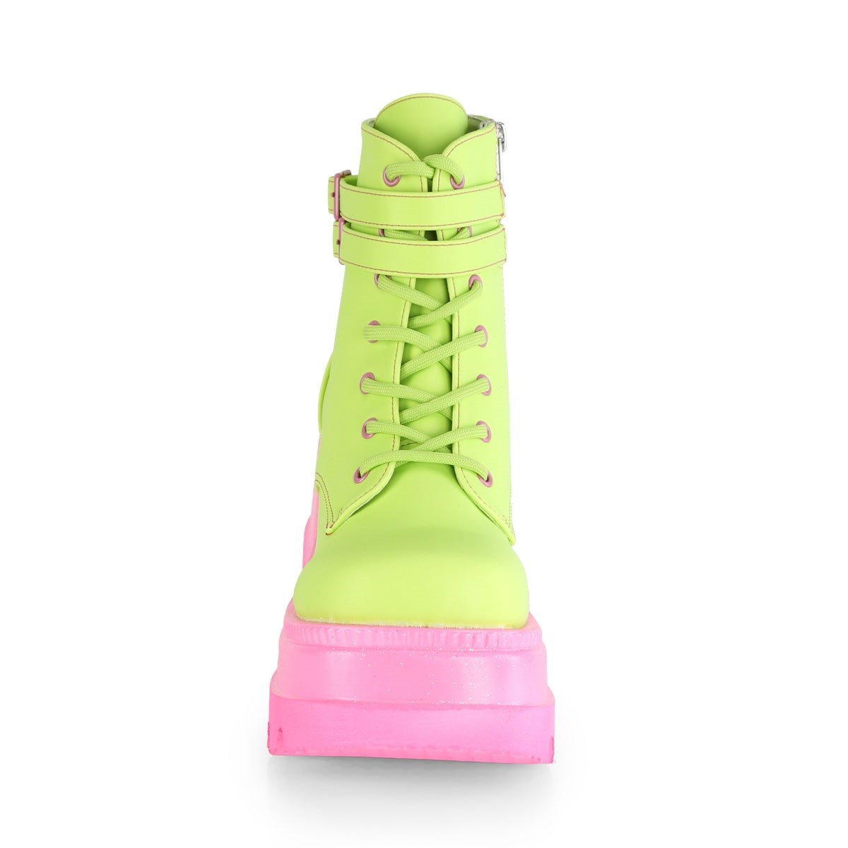 Lemon / Pink Demonia Shaker-52 Reflective Vegan Leather Women's Ankle Boots | 78OEUP