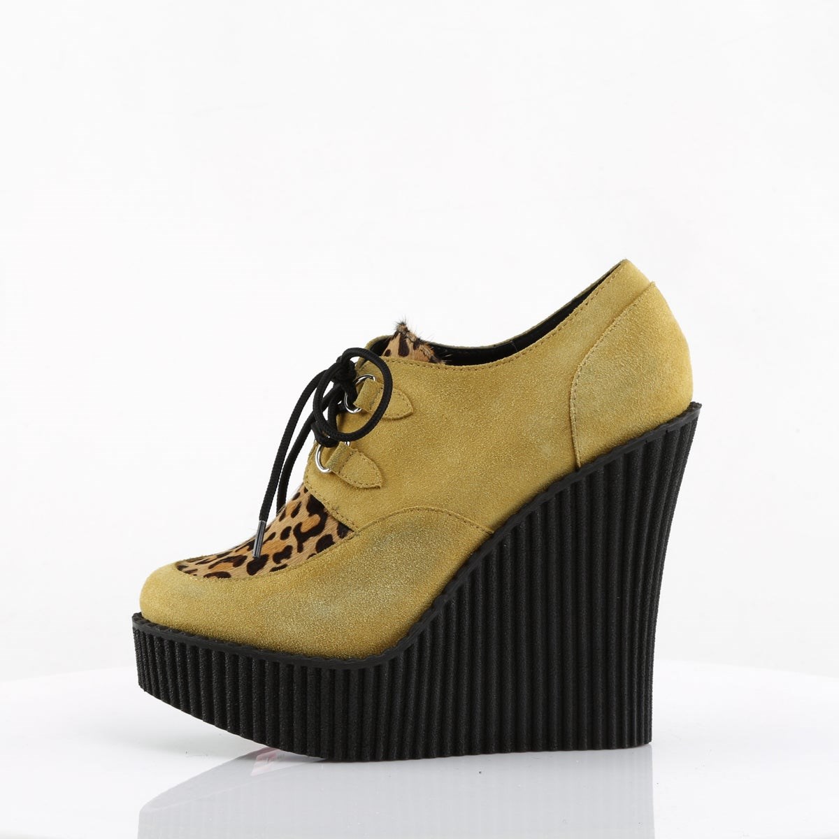 Mustard Demonia Creeper-304 Vegan Suede-Animal Women's Creepers Shoes | 38KLRA