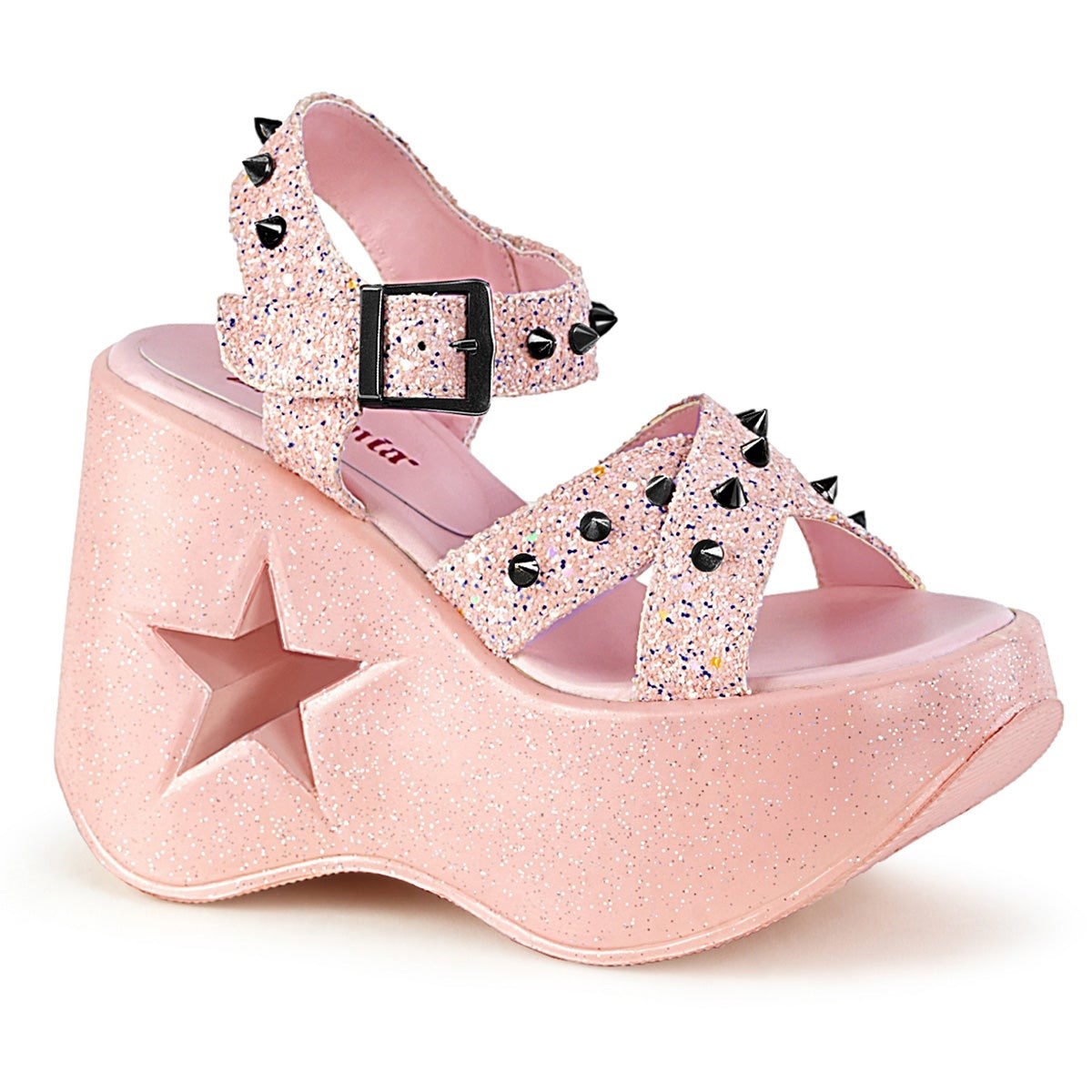 Pink Demonia Dynamite-02 Glitter Women\'s Platform Sandals | 42JYGO