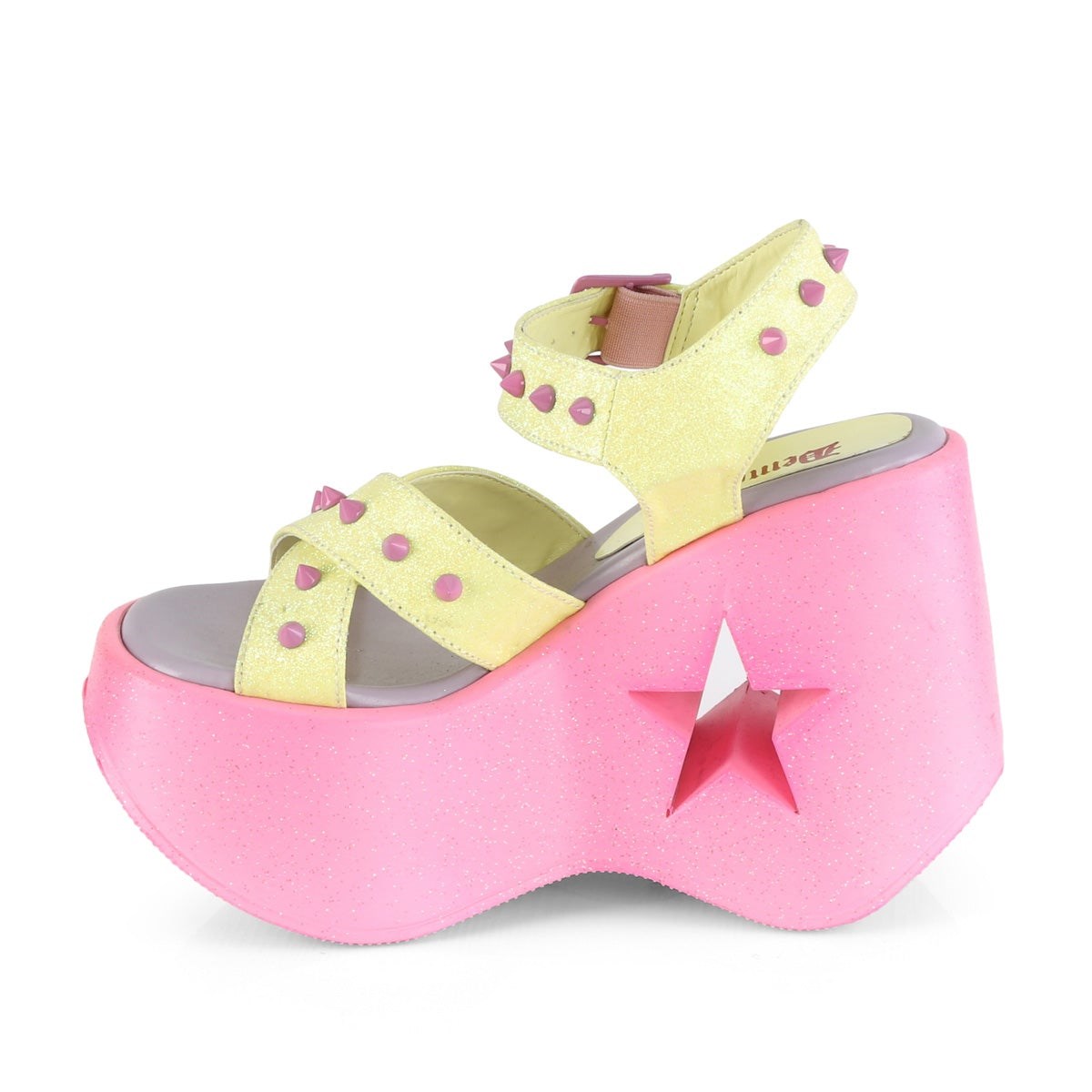 Pink Demonia Dynamite-02 Neon Glitter Women's Platform Sandals | 01JYBE