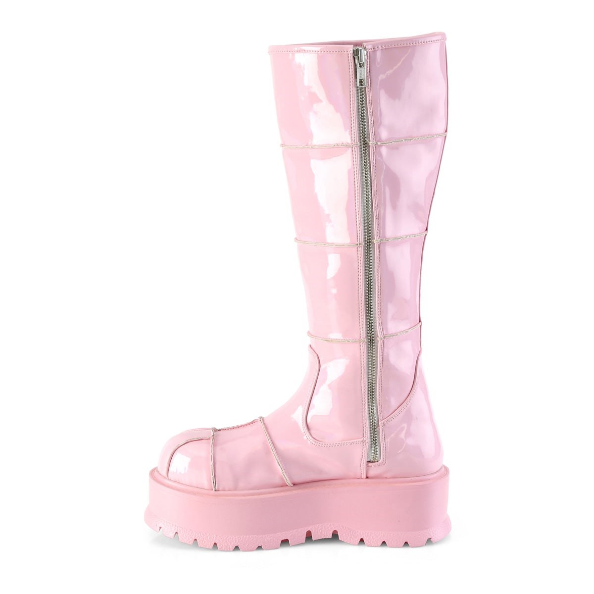 Pink Demonia Slacker-230 Hologram Patent Women's Knee-high Boots | 45TJCE