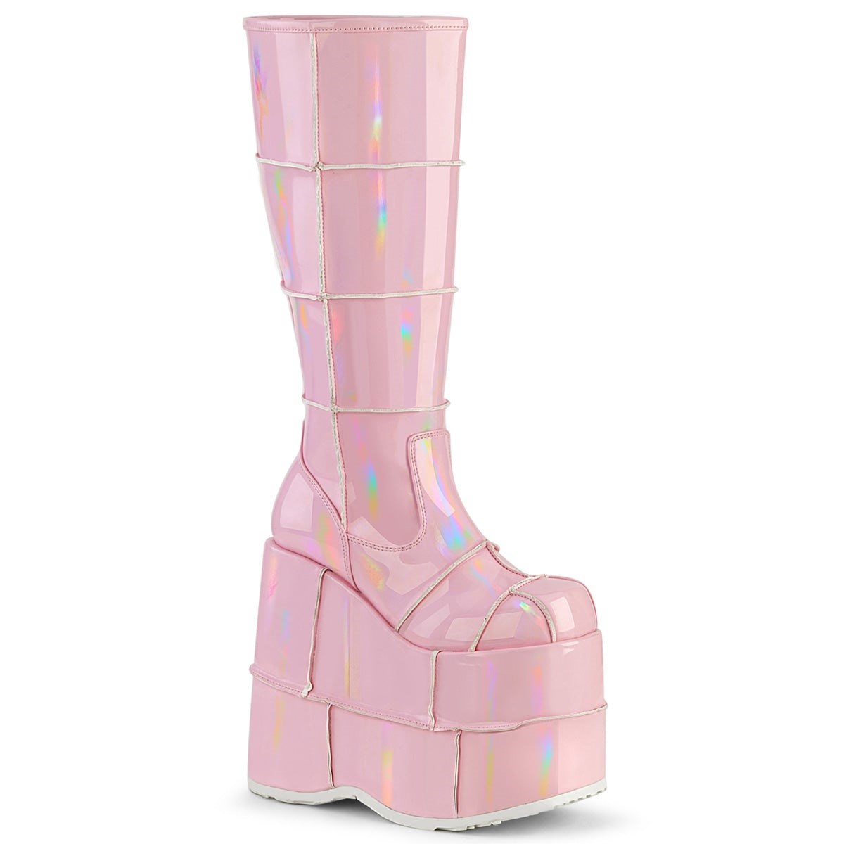 Pink Demonia Stack-301 Hologram Men\'s Knee-high Boots | 93WLOV