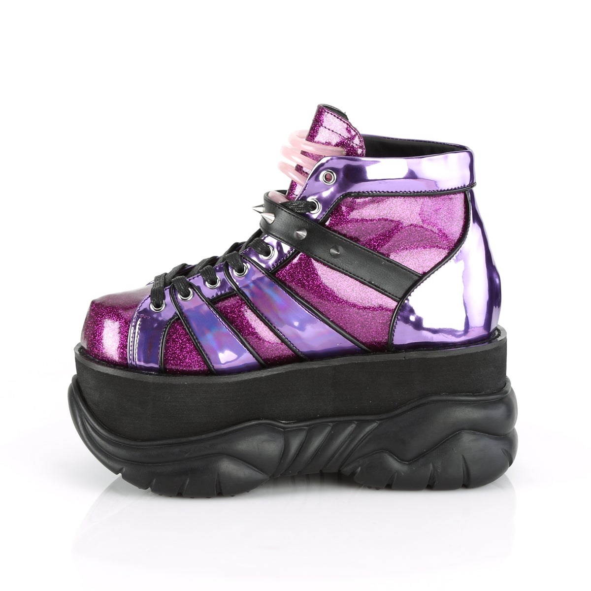 Purple Demonia Neptune-100 Glitter-Hologram Men's Ankle Boots | 70PUNV