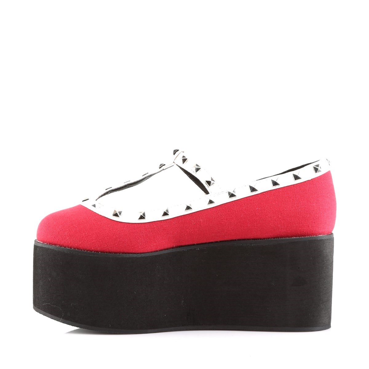 Red Demonia Click-07 Canvas Vegan Leather Women's Platform Shoes | 69JWHC