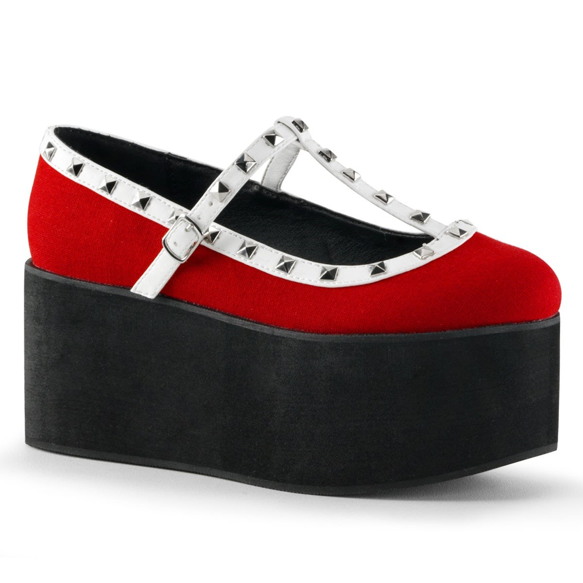 Red Demonia Click-07 Canvas Vegan Leather Women\'s Platform Shoes | 69JWHC