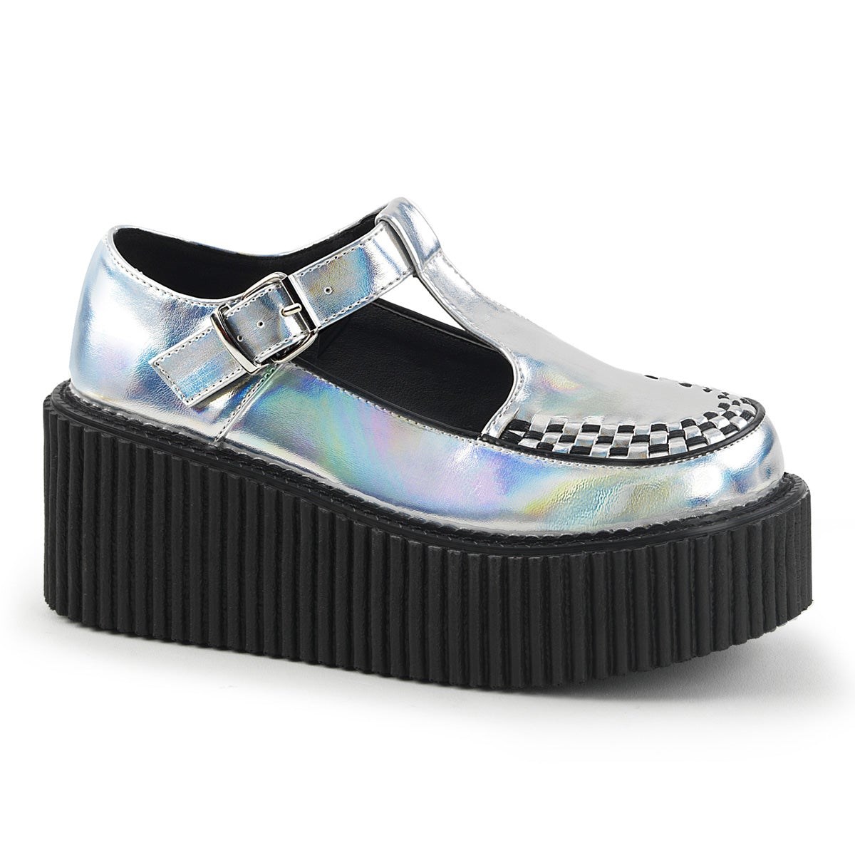 Silver Demonia Creeper-214 Hologram Women\'s Creepers Shoes | 53CHSZ