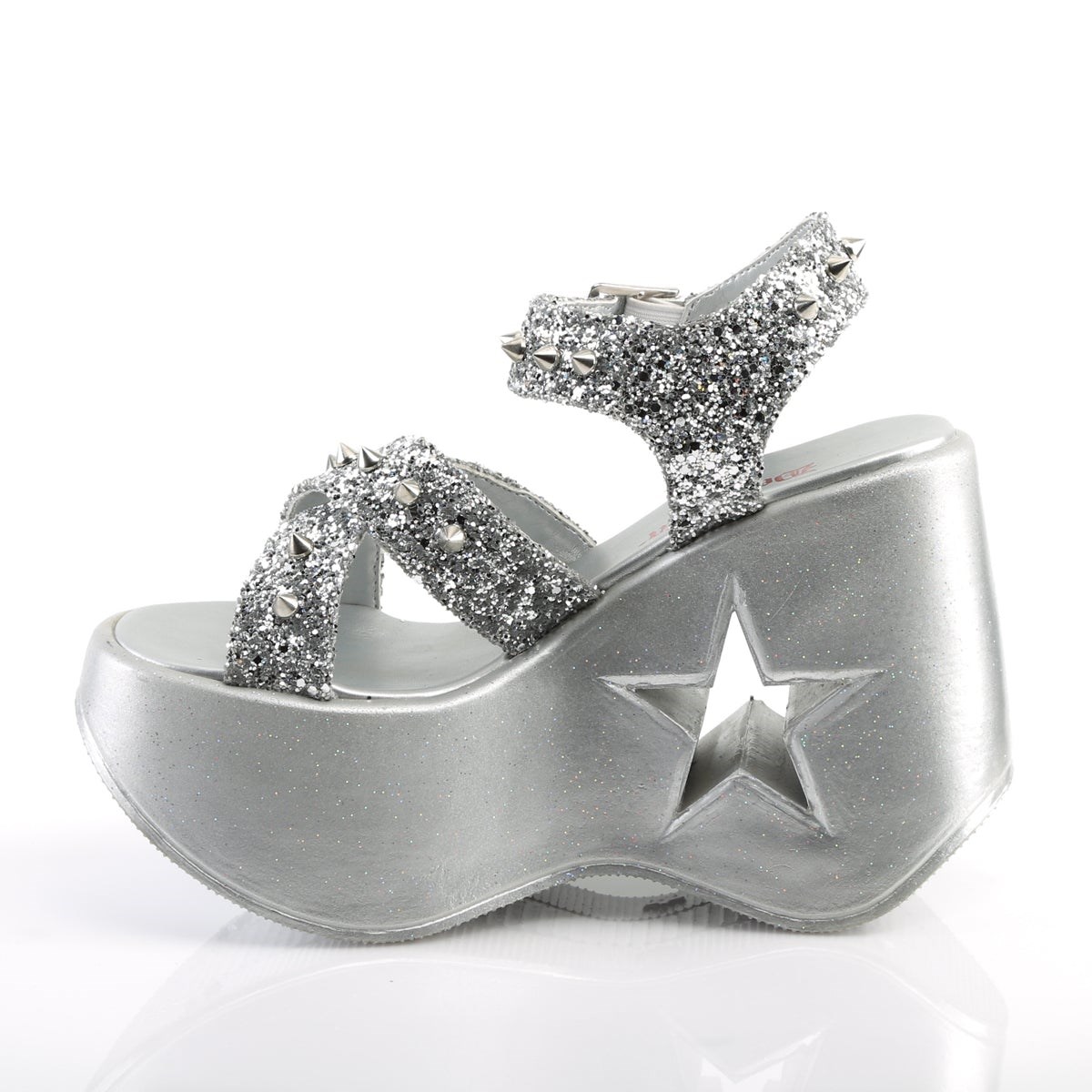 Silver Demonia Dynamite-02 Glitter Women's Platform Sandals | 90XPNK