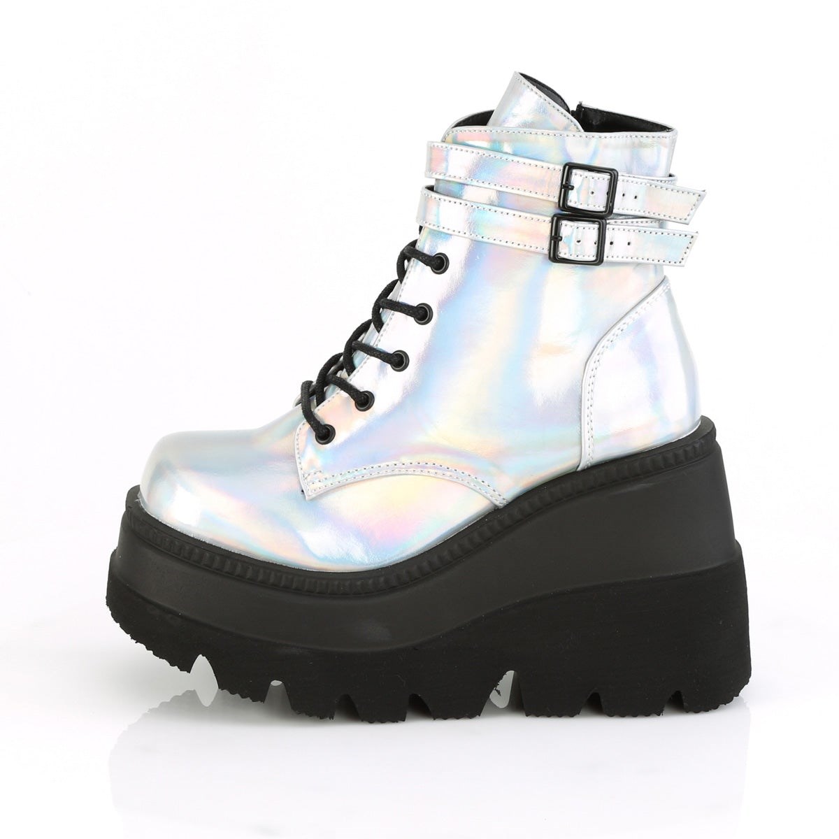 Silver Demonia Shaker-52 Hologram Women's Ankle Boots | 81OYFL