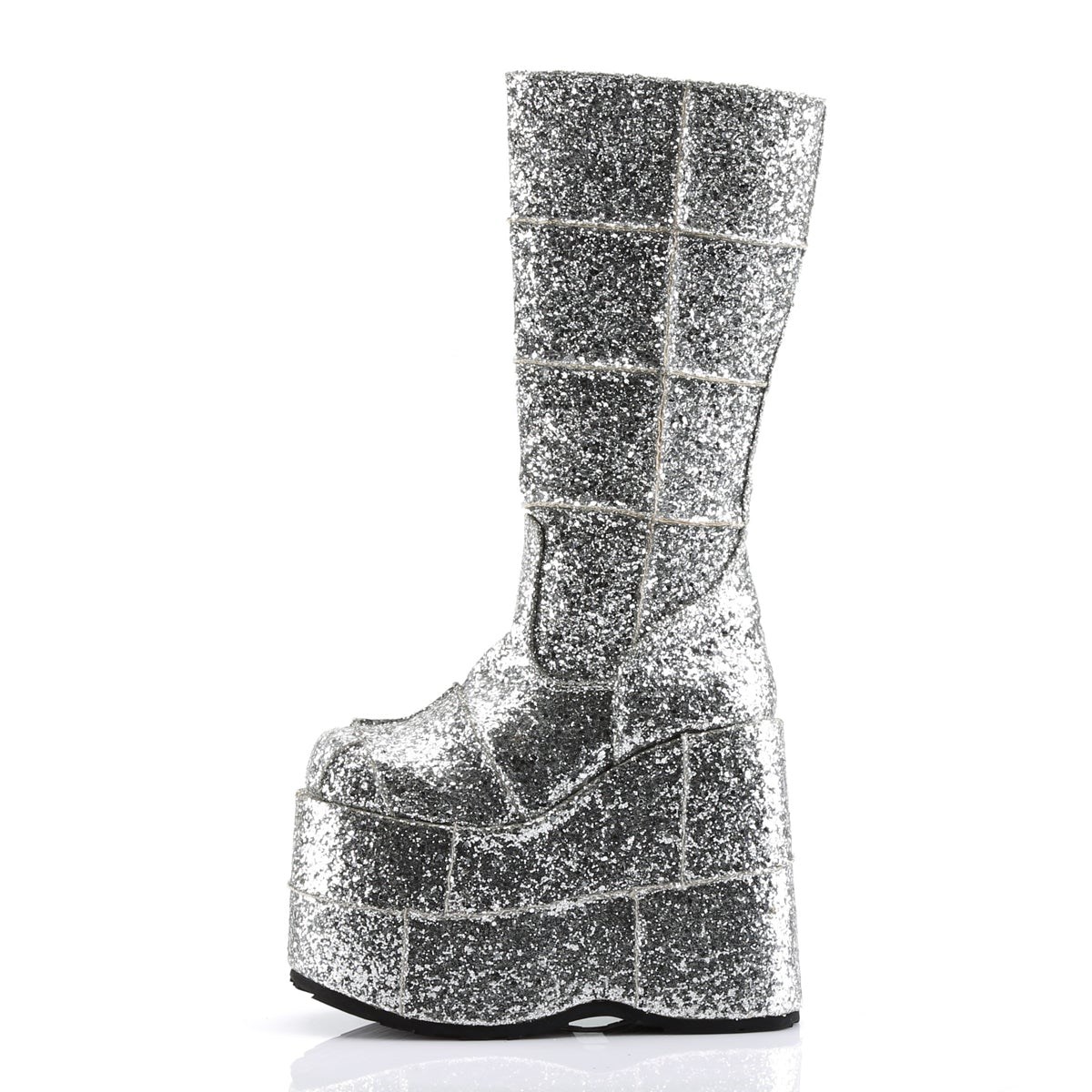 Silver Demonia Stack-301G Gltr Men's Knee-high Boots | 58PLHW