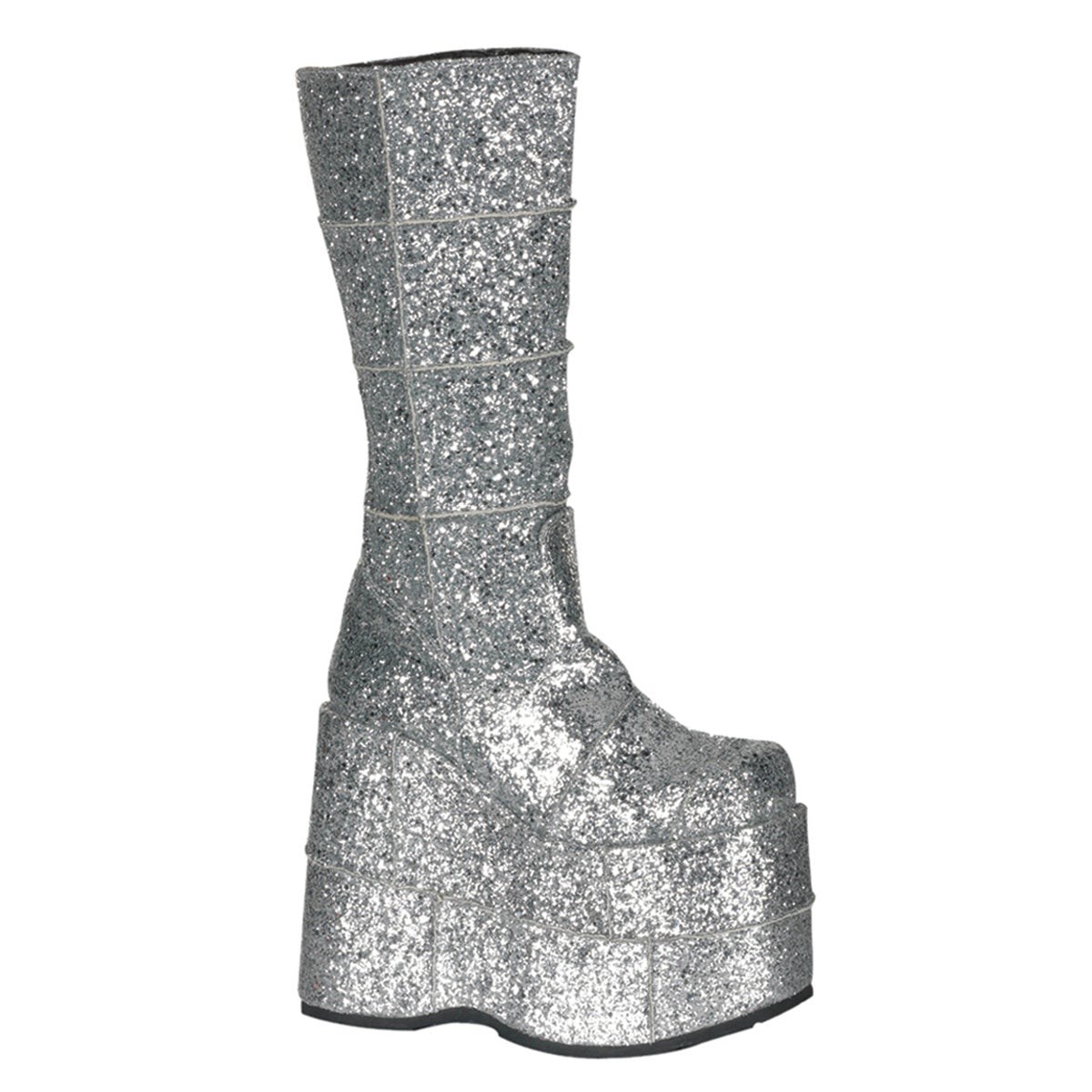 Silver Demonia Stack-301G Gltr Women\'s Knee-high Boots | 94HQVB