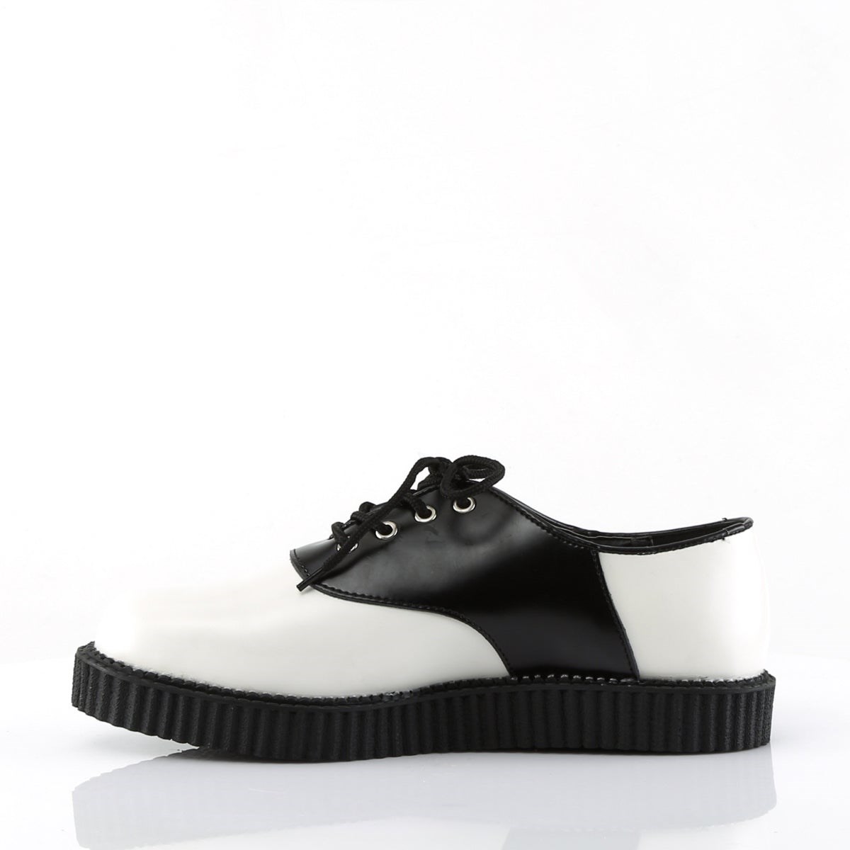 White / Black Demonia Creeper-606 Leather Men's Creepers Shoes | 16FVWN