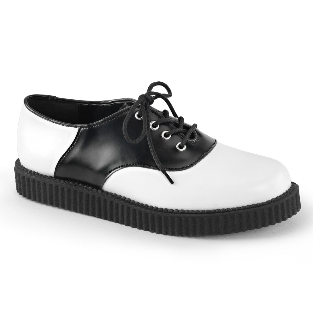 White / Black Demonia Creeper-606 Leather Men\'s Creepers Shoes | 16FVWN