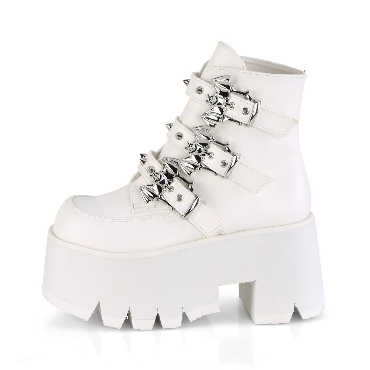 White Demonia Ashes-55 Vegan Leather Women's Ankle Boots | 92ZKNG