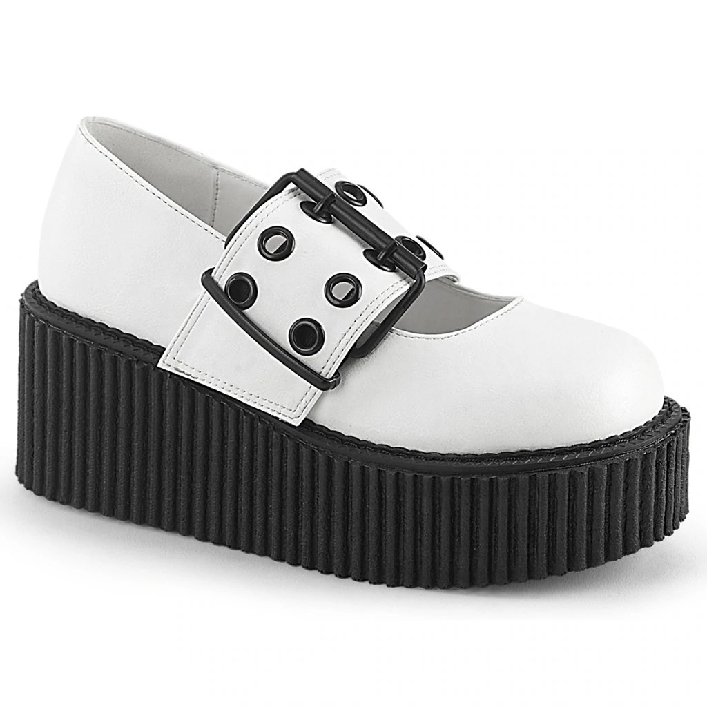 White Demonia Creeper-230 Vegan Leather Women\'s Creepers Shoes | 65RQMZ