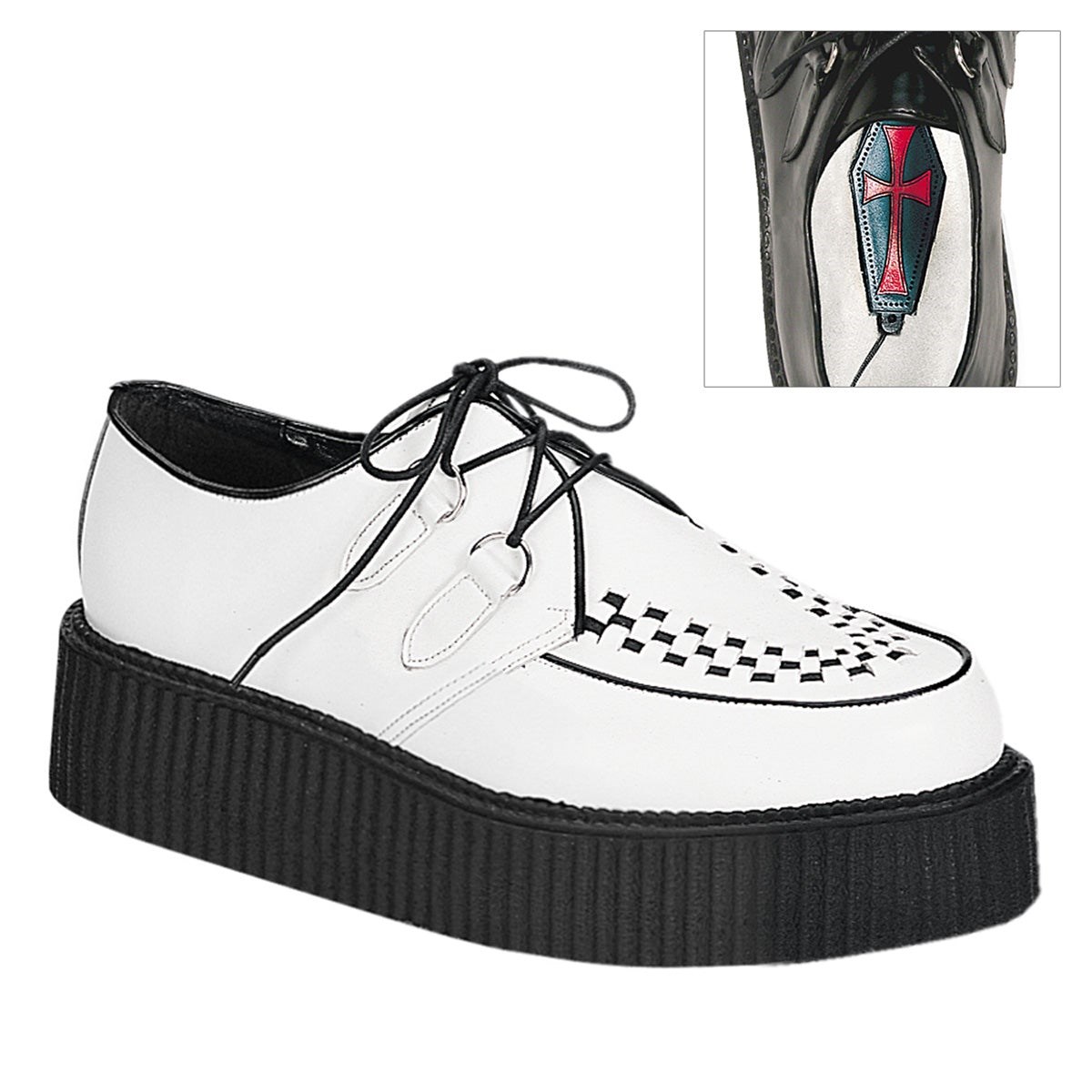 White Demonia Creeper-402 Leather Women\'s Creepers Shoes | 19VIBJ