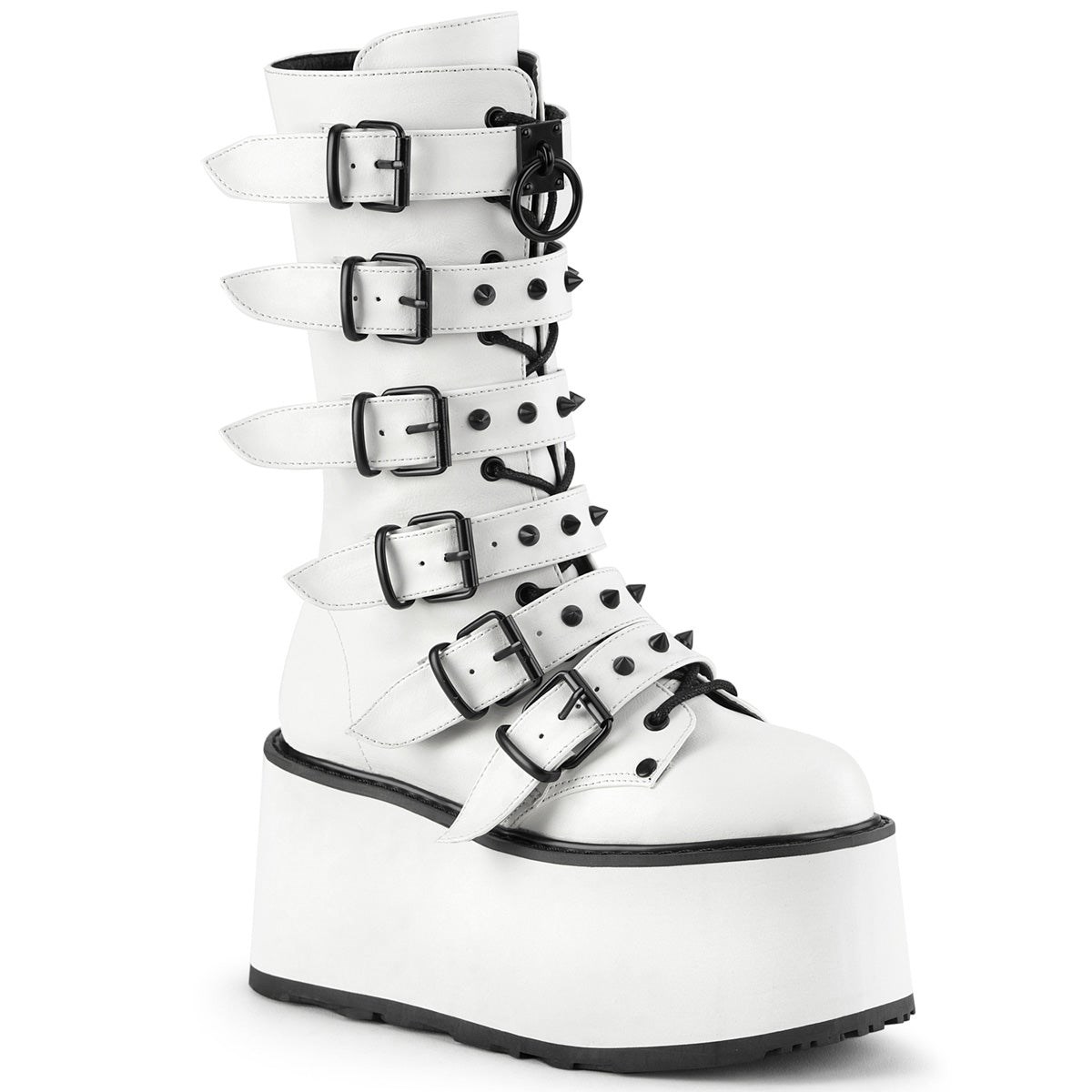 White Demonia Damned-225 Vegan Leather Women\'s Knee-high Boots | 78VYRC