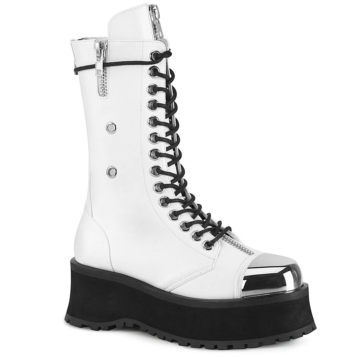 White Demonia Gravedigger-14 Vegan Leather Men\'s Ankle Boots | 56AZQO