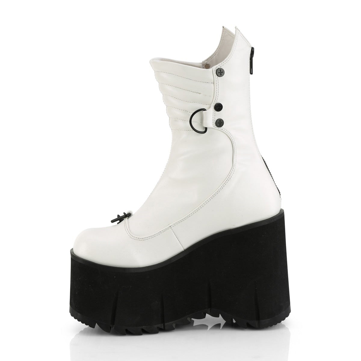 White Demonia Kera-130 Vegan Leather Women's Ankle Boots | 50RSNW