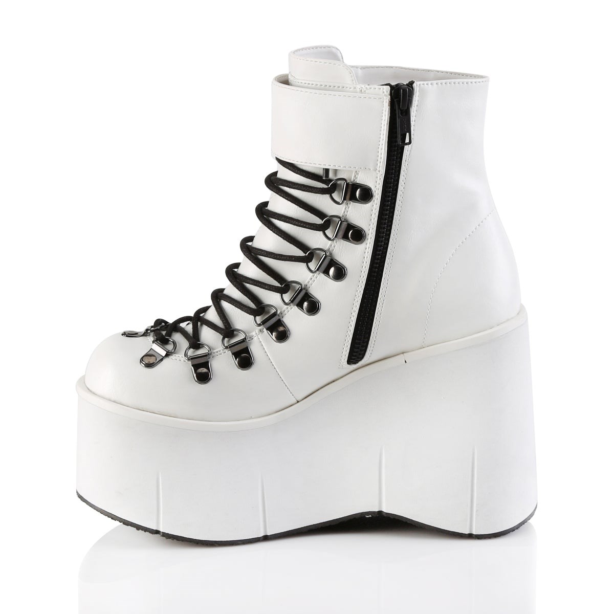 White Demonia Kera-21 Vegan Leather Women's Ankle Boots | 73XEAG