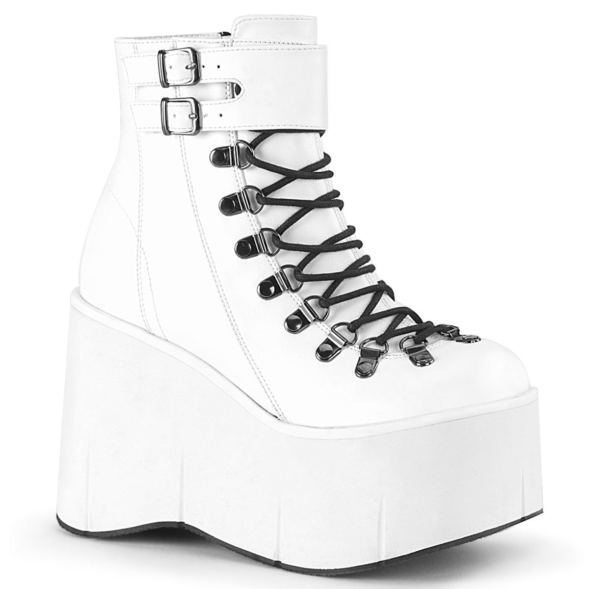 White Demonia Kera-21 Vegan Leather Women\'s Ankle Boots | 73XEAG