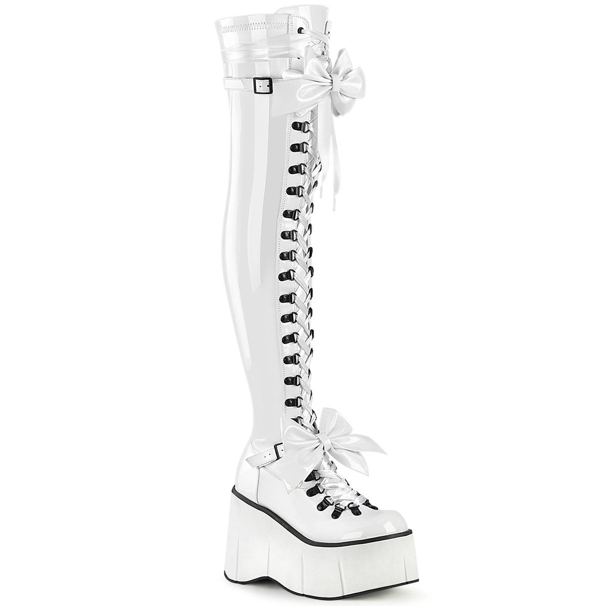 White Demonia Kera-303 Stretch Patent Women\'s Over-the-knee Boots | 21HXLB