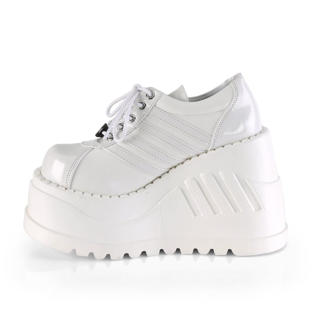 White Demonia Stomp-08 Vegan Leather Women's Platform Shoes | 84HWJY