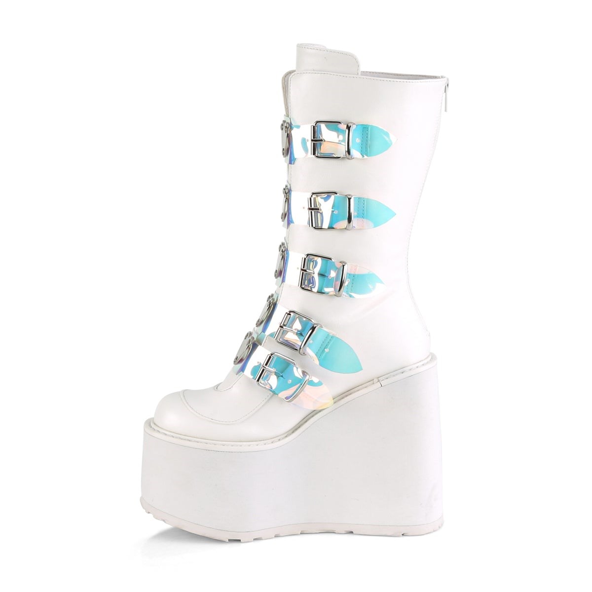 White Demonia Swing-230 Vegan Leather Women's Knee-high Boots | 56SPVQ