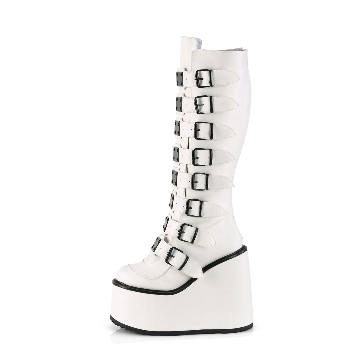 White Demonia Swing-815 Vegan Leather Women's Knee-high Boots | 12LPNZ