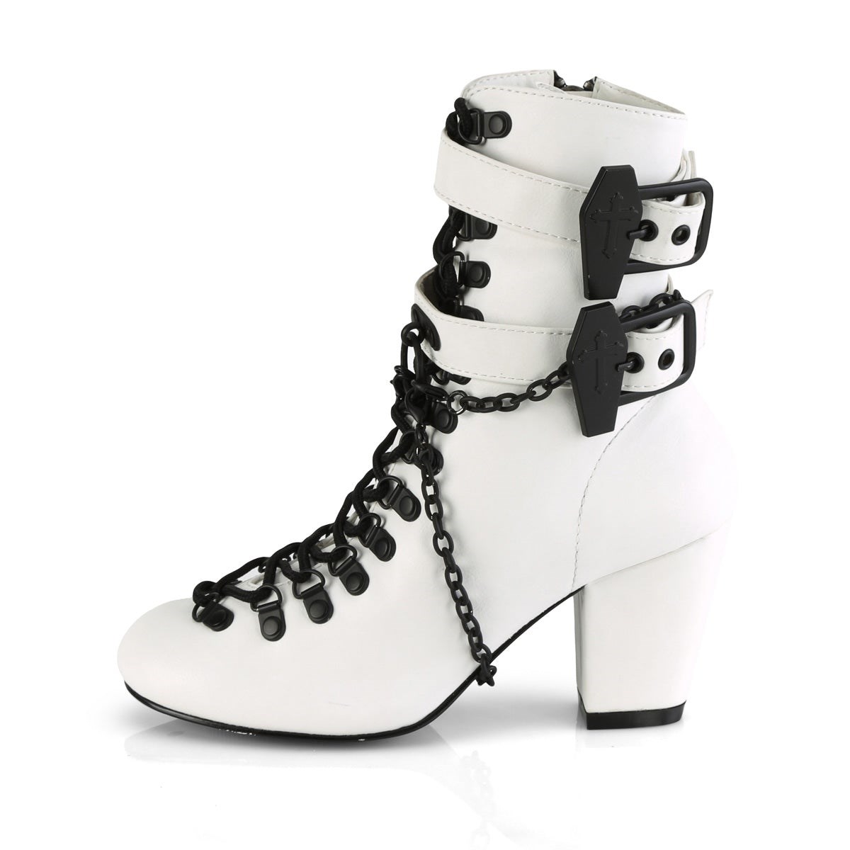 White Demonia Vivika-128 Vegan Leather Women's Ankle Boots | 71IKXQ