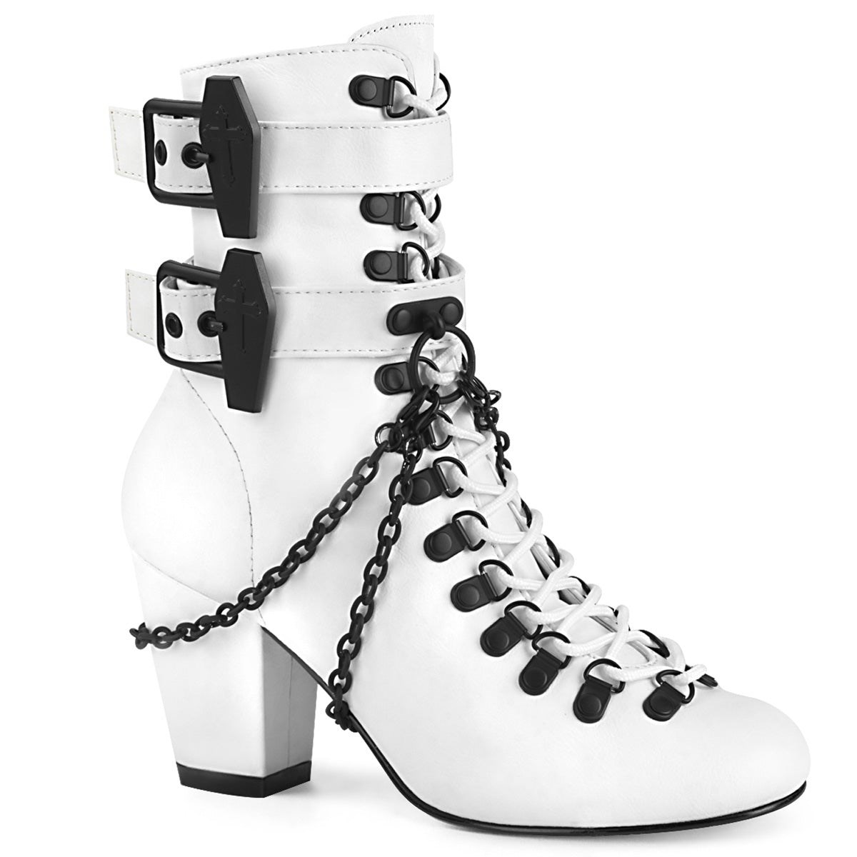 White Demonia Vivika-128 Vegan Leather Women\'s Ankle Boots | 71IKXQ