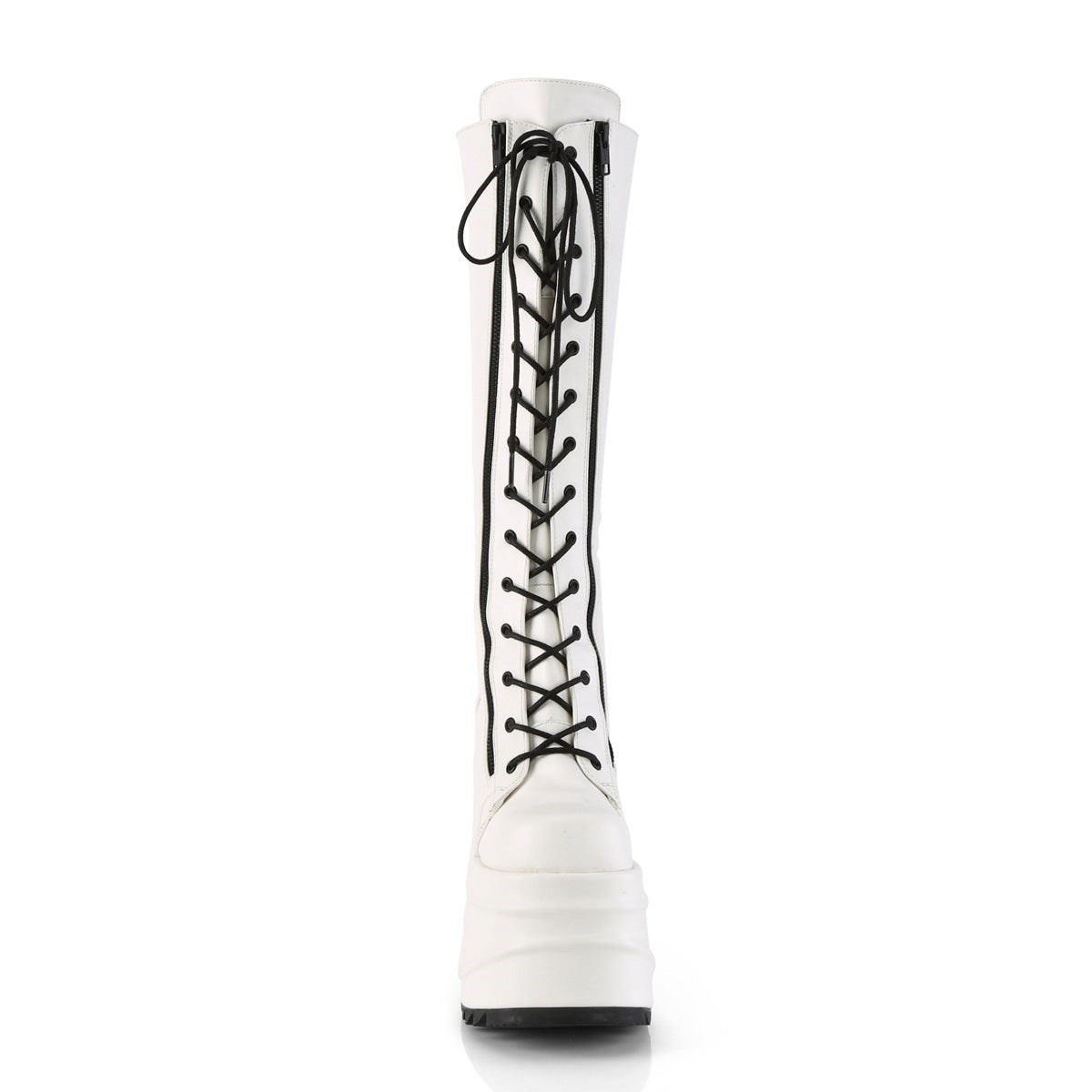 White Demonia Wave-200 Vegan Leather Women's Knee-high Boots | 82BQTH