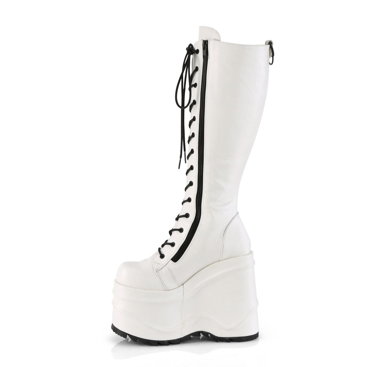 White Demonia Wave-200 Vegan Leather Women's Knee-high Boots | 82BQTH