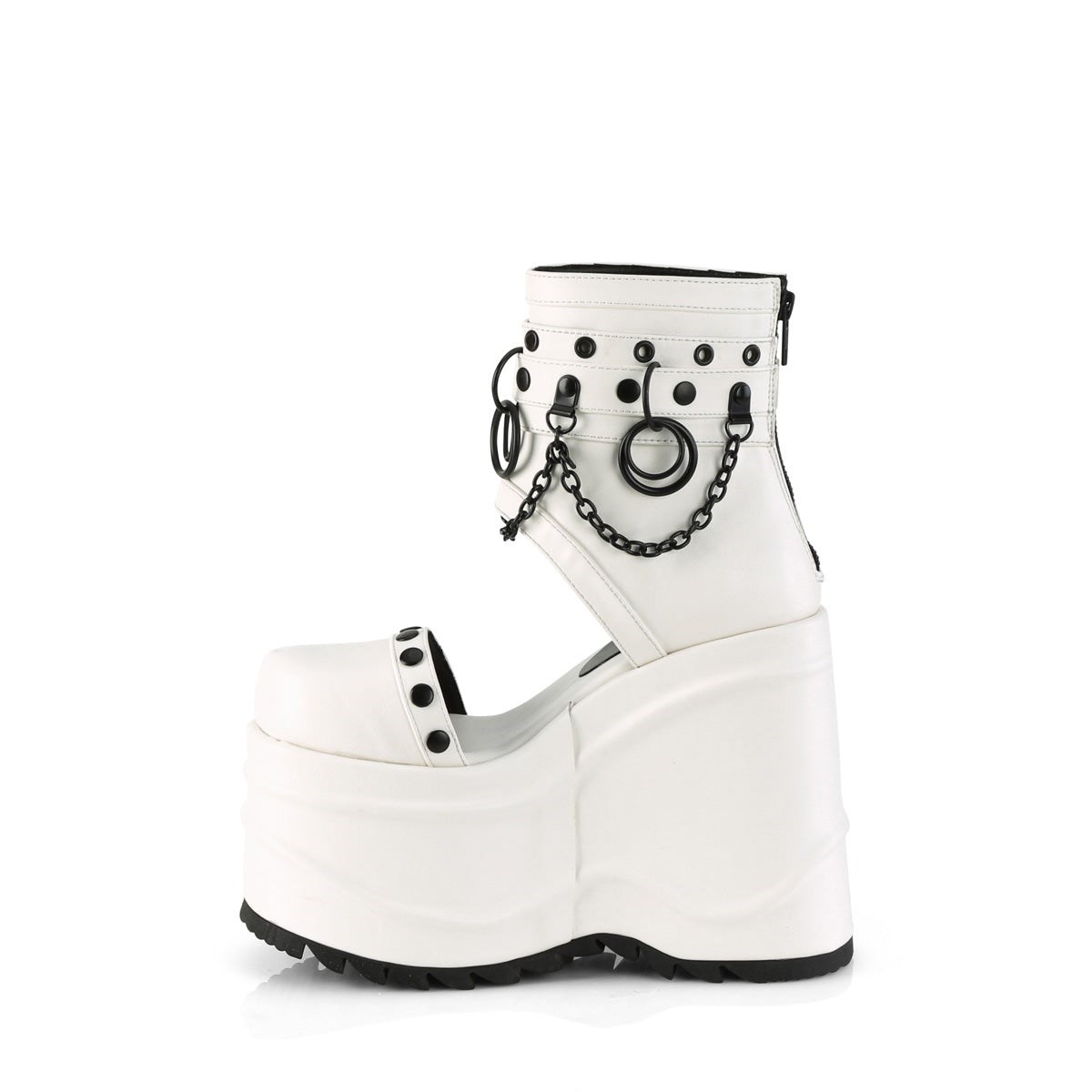 White Demonia Wave-22 Vegan Leather Women's Sandals | 34VQNZ