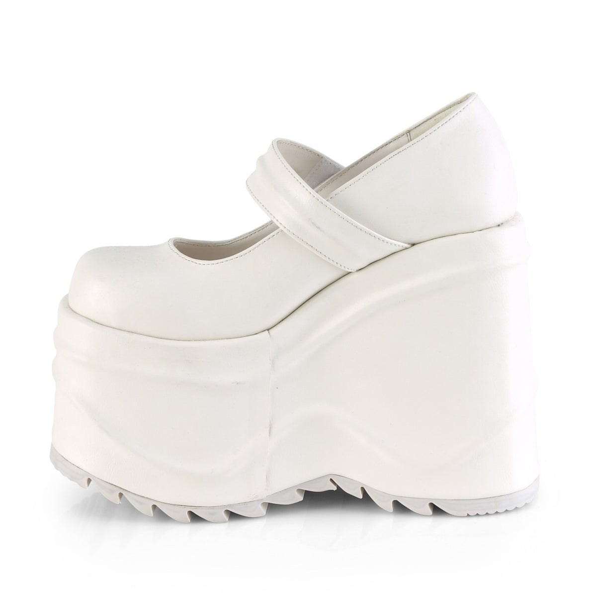 White Demonia Wave-32 Vegan Leather Women's Mary Jane Shoes | 84UWLG